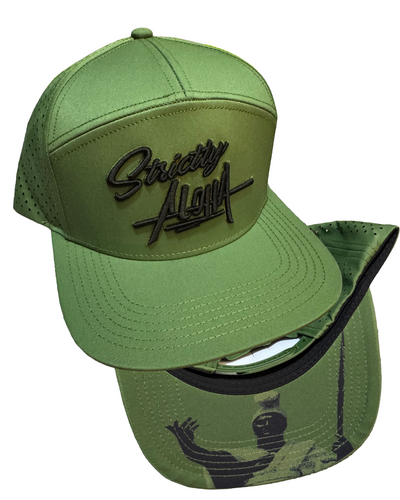 Strictly Aloha 7 Panel Army Green Hat
