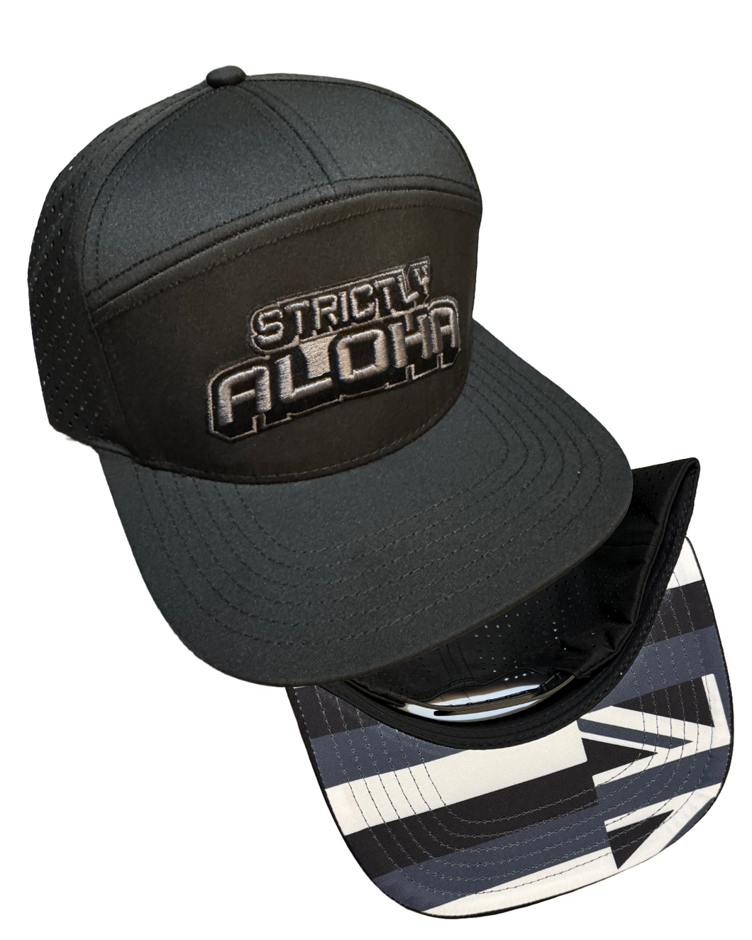 Strictly Aloha 7 Panel Black Hat