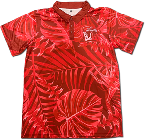 Strictly Aloha Crown Floral Red Polo