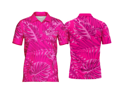 Strictly Aloha Crown Floral Pink Polo