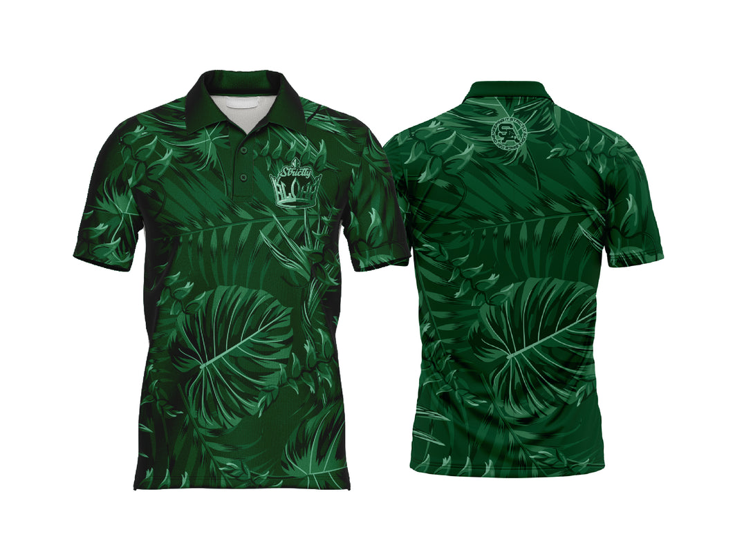 Strictly Aloha Crown Floral Green Polo